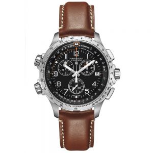 Hamilton Khaki Aviation X-Wind Chrono Quartz GMT Acero 46 mm Piel