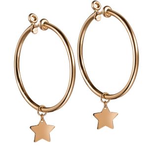 Pendientes-aros-medianos-oro-rosa-charm-estrella - Ref J5770PO