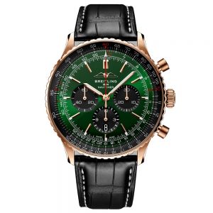 Breitling Navitimer Chronograph oro rojo esfera verde correa piel 46mm