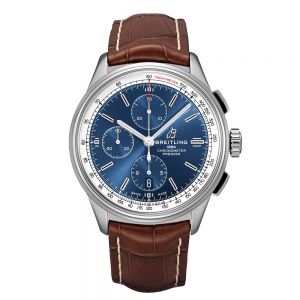 Breitling Premier Chronograph azul correa marrón 42mm 