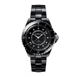 Chanel J12 Calibre 12.1 negro con diamantes 38mm