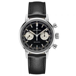 Reloj Hamilton American Classic Intra-Matic Chronograph H Esfera Negra Piel