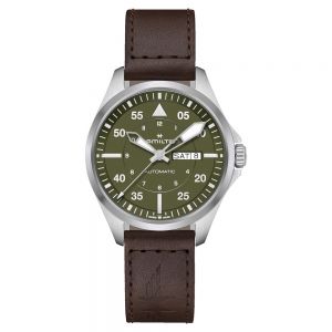 Hamilton Khaki Aviation Pilot Day Date Auto esfera verde con correa 42mm