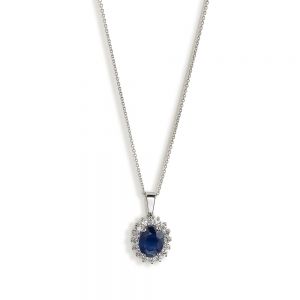 Colgante-oro-blanco-zafiro-oval-orla-diamantes - Ref J4950CLB