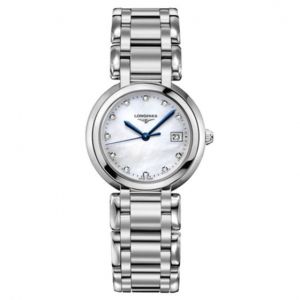 Longines PrimaLuna con índices de brillantes
