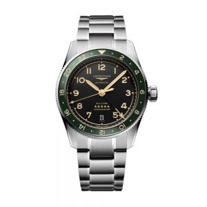Longines Spirit Zulu esfera negra bisel verde 39mm