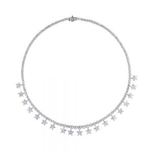 Collar Riviere de oro blanco con estrellas de diamantes 