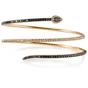 pulsera-muelle-3-vueltas-oro-rosa-diamantes-blancos-negros - Ref J5790PLB