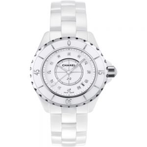 CHANEL J12 Cerámica blanca y diamantes 33mm