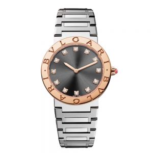 Bulgari Bulgari 33mm bisel oro rosa cuarzo