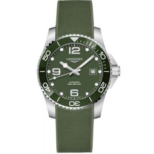 Longines Hydroconquest 41 mm esfera verde caucho