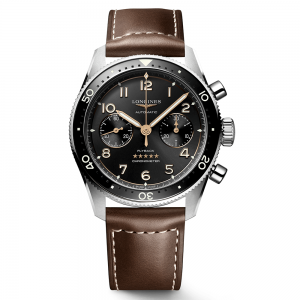 Longines Spirit Flyback 42mm negro correa piel