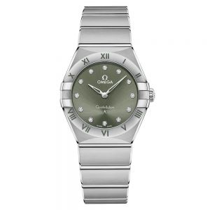 OMEGA Constellation 28mm Esfera Verde y Diamantes Cuarzo
