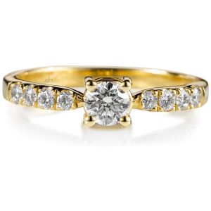 solitario-oro-amarillo-diamante-central-diamantes-montura - Chocrón Joyeros