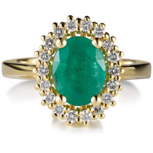 Sortija "Royal Trilogy" de oro amarillo esmeralda y orla de diamantes