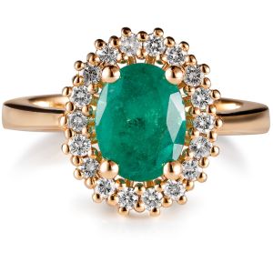 Sortija-oro-rosa-esmeralda-orla-diamantes_Chocrón Joyeros