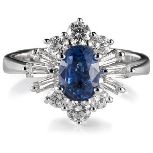 Sortija "Royal Trilogy" de oro blanco zafiro y diamantes