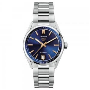 TAG Heuer Carrera 36mm Date azul con índices dorados