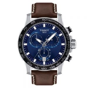 Tissot Supersport Chrono azul correa marrón 45mm