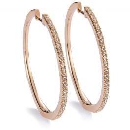 Aros grandes de oro rosa con diamantes talla brillante Chocr n