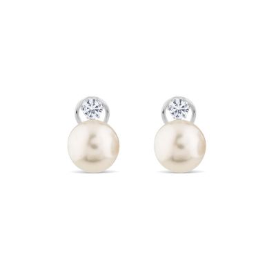 Pendientes de oro blanco con perlas australianas y diamantes en garra