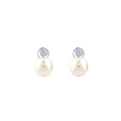 Pendientes de perla australiana con diamantes en garra