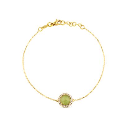Pulsera de oro amarillo y jade con orla de diamantes