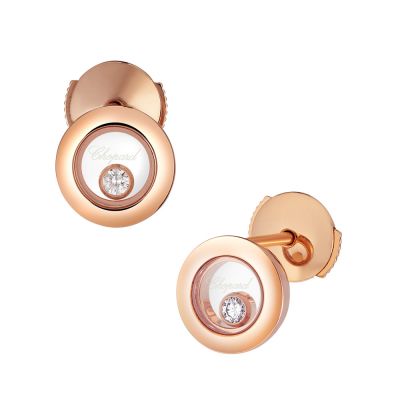 Pendientes de oro rosa en forma de círculo con diamante móvil.