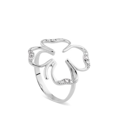Sortija cLOVEr de oro blanco y diamantes