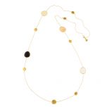 Collar de oro amarillo mate con piedras multicolor (90 cm)