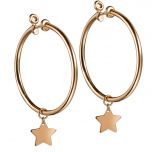 Pendientes-aros-medianos-oro-rosa-charm-estrella - Ref J5770PO