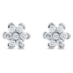 Pendientes-oro-blanco-flor-diamantes - Ref J3696PB