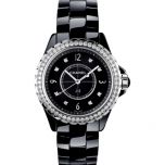 Chanel-j12-ceramica-negra-acero-diamantes-bisel-diamantes-Ref H2571