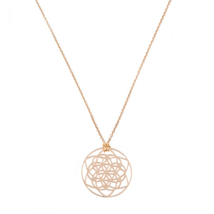 Collar Flower of life de oro rosa un diamante en el colgante Chocrón Joyeros