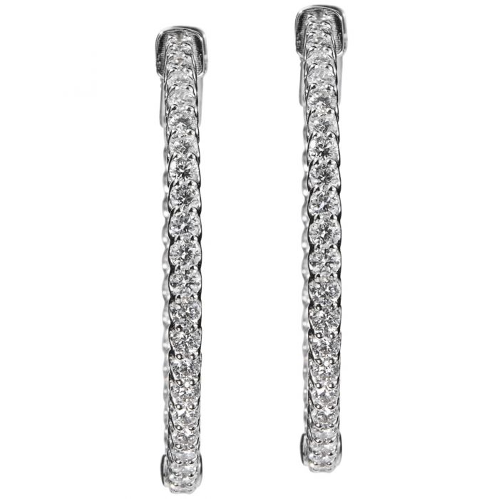 Aros grandes de oro blanco con diamantes talla brillante Chocr n