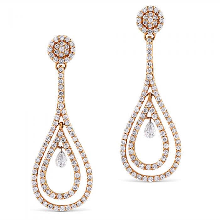 Aretes de Oro, Oro Blanco y Rosa con Diamante para Mujer