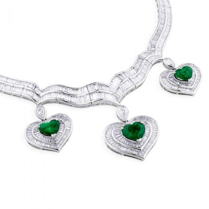 Estilo Victoriano-rosa de diamantes-Verde Esmeralda Chapado en Oro Colgante Collar Dr