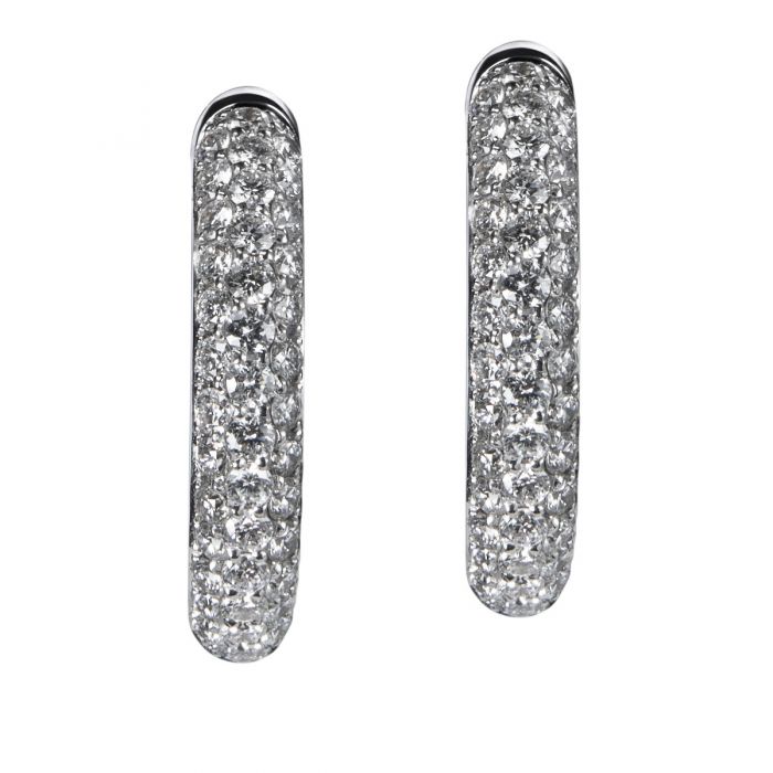 Aros de oro blanco con pav de diamantes Chocr n Joyeros
