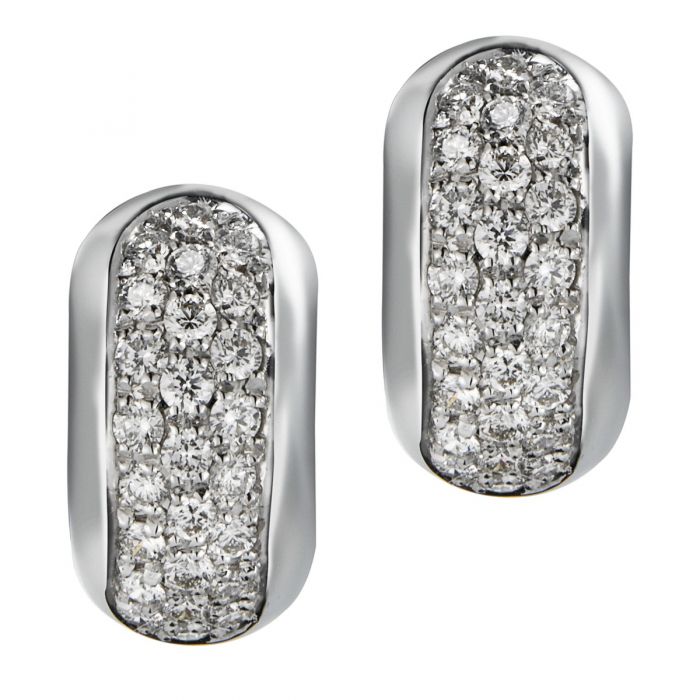 Pendientes de aro de oro blanco con diamantes Chocron Joyeros Chocron Joyeros