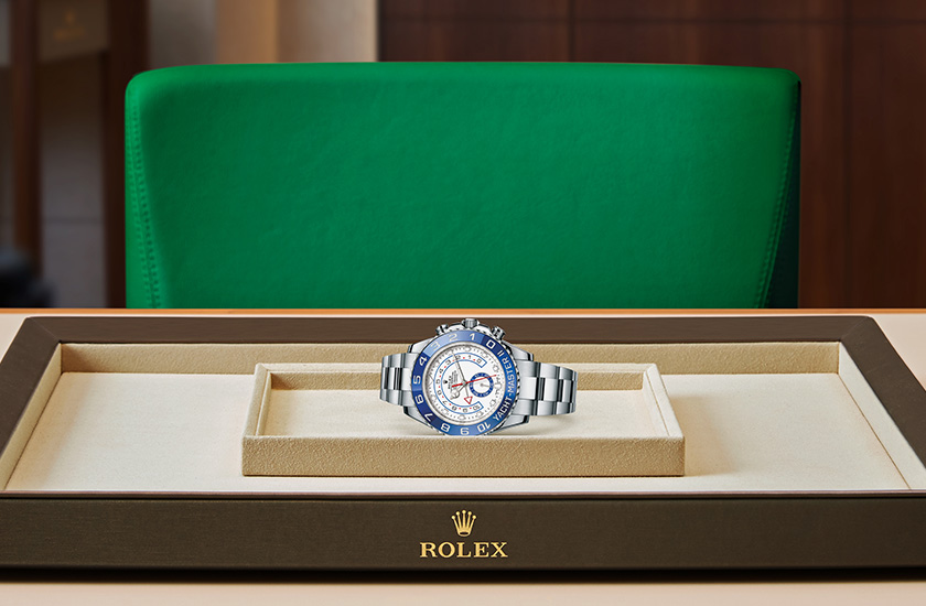 Presentación reloj Rolex Yacht-Master II de acero Oystersteel y esfera blanca en Chocrón Joyeros