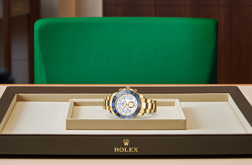 Presentación reloj Rolex Yacht-Master II de oro amarillo y esfera blanca en Chocrón Joyeros